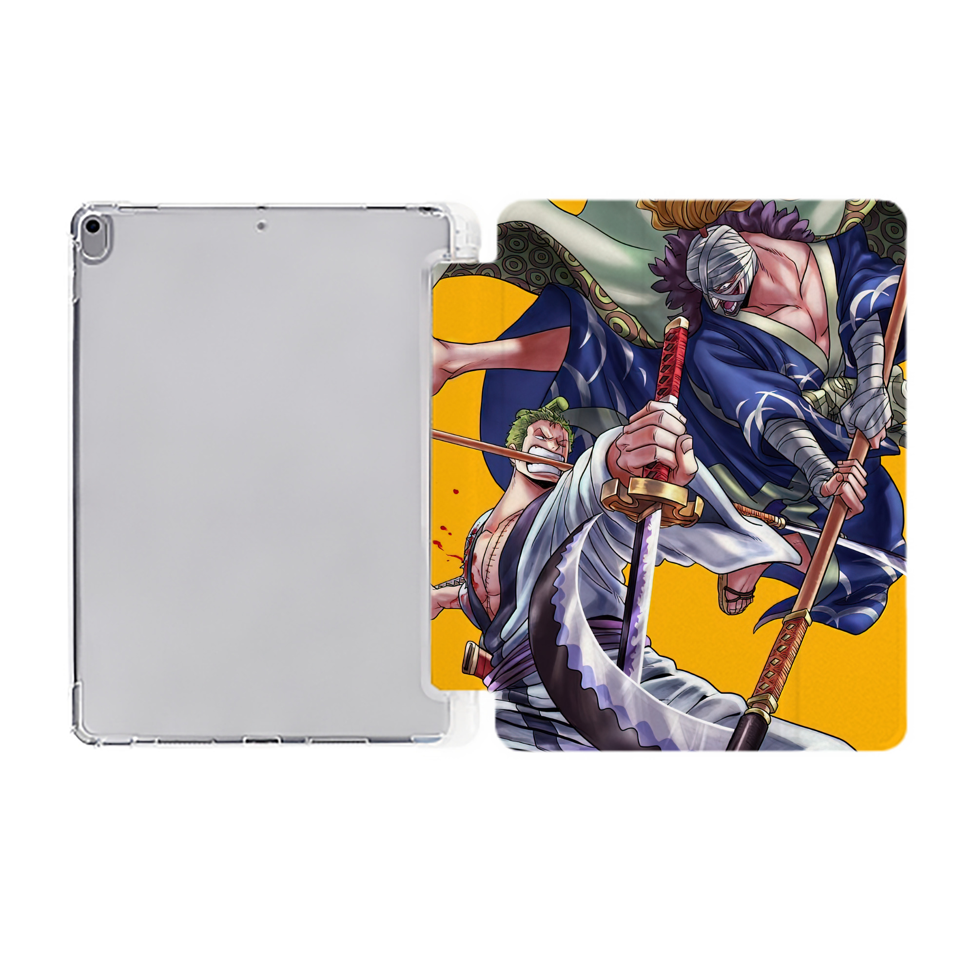 ワンピース ONE PIECE IPad ケース ペン収納付き 三つ折りスタンド PUレザー×シリコン 対応機種9.5/10.5/10.9インチ
